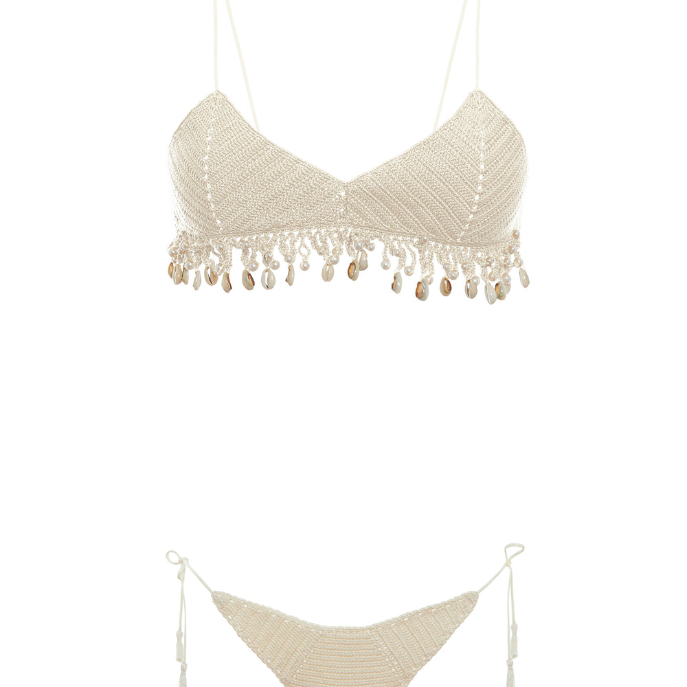 
                      
                        Fascia bikini conchiglia crochet uncinetto panna Fatto a mano
                      
                    