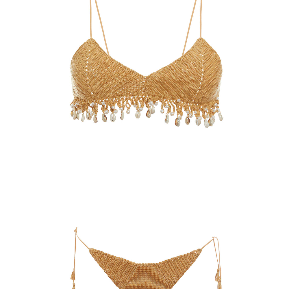 
                      
                        Fascia bikini conchiglia oro crochet uncinetto fatto a mano
                      
                    