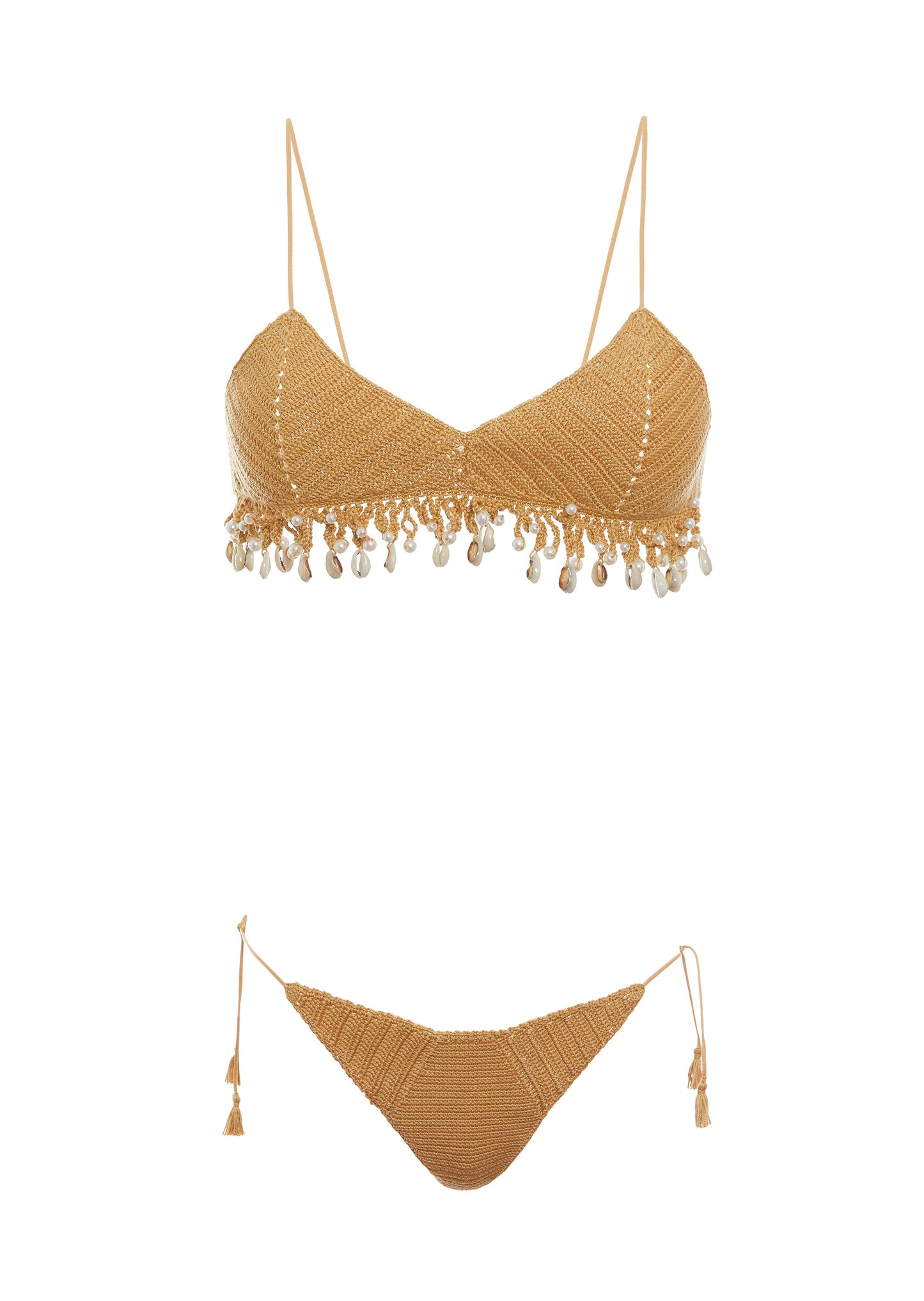 Fascia bikini conchiglia oro crochet uncinetto fatto a mano