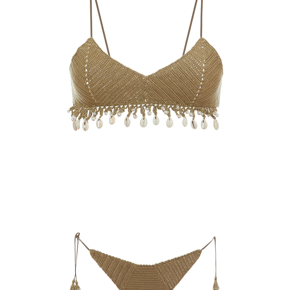 
                      
                        Fascia bikini conchiglia ocra crochet uncinetto fatto a mano
                      
                    